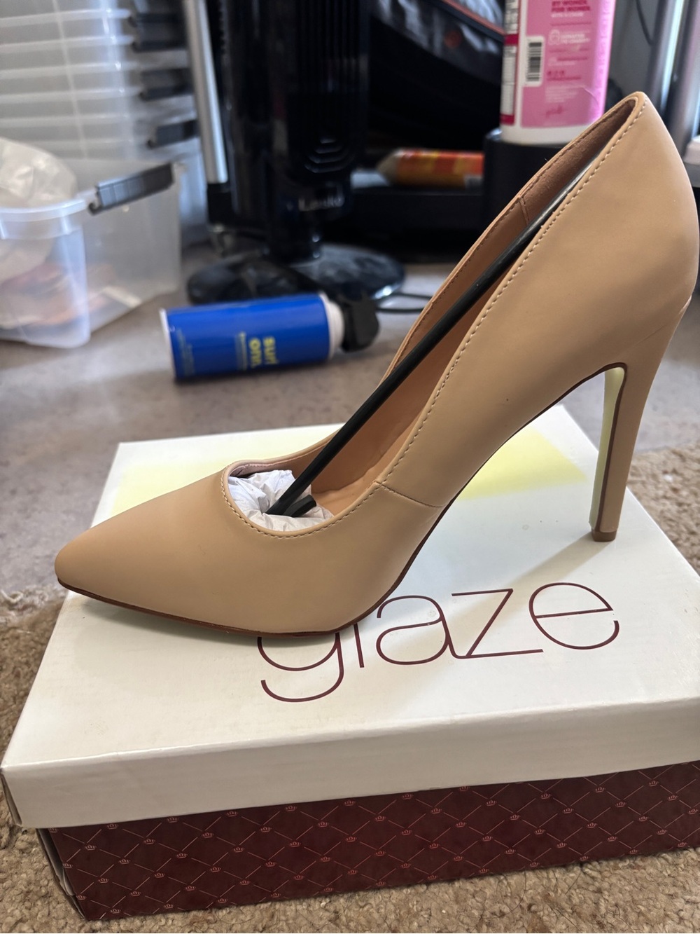 Glaze Women's Beige Pointed-Toe Stiletto Pump